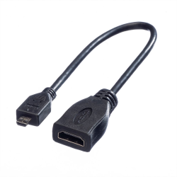 ROLINE Câble HDMI High Speed avec Ethernet, HDMI F - Micro HDMI M, 0,15 m  11.04.5584