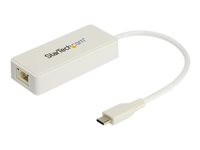 StarTech.com Adaptateur USB-C vers Ethernet Gigabit avec port USB 3.0 - Blanc (US1GC301AUW) - Adaptateur réseau - USB-C - Gigabit Ethernet + USB 3.1 Gen 2 - blanc US1GC301AUW