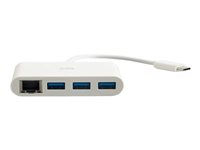 C2G USB C Ethernet and 3 Port USB Hub White - Hub - 3 Ports - Adaptateur réseau - USB-C - Gigabit Ethernet x 1 + USB 3.0 x 3 - blanc 82409