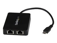 StarTech.com Adaptateur réseau USB-C vers 2 ports Gigabit Ethernet avec port USB 3.0 (Type-A) (US1GC301AU2R) - Adaptateur réseau - USB-C - Gigabit Ethernet x 2 + USB 3.0 - pour P/N: TB33A1C US1GC301AU2R