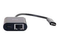 C2G USB C to Ethernet Adapter With Power Delivery - Black - Adaptateur réseau - USB-C - Gigabit Ethernet x 1 - noir 82408