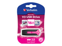 Verbatim Store 'n' Go V3 - Clé USB - 16 Go - USB 3.0 - rose chaud 49178